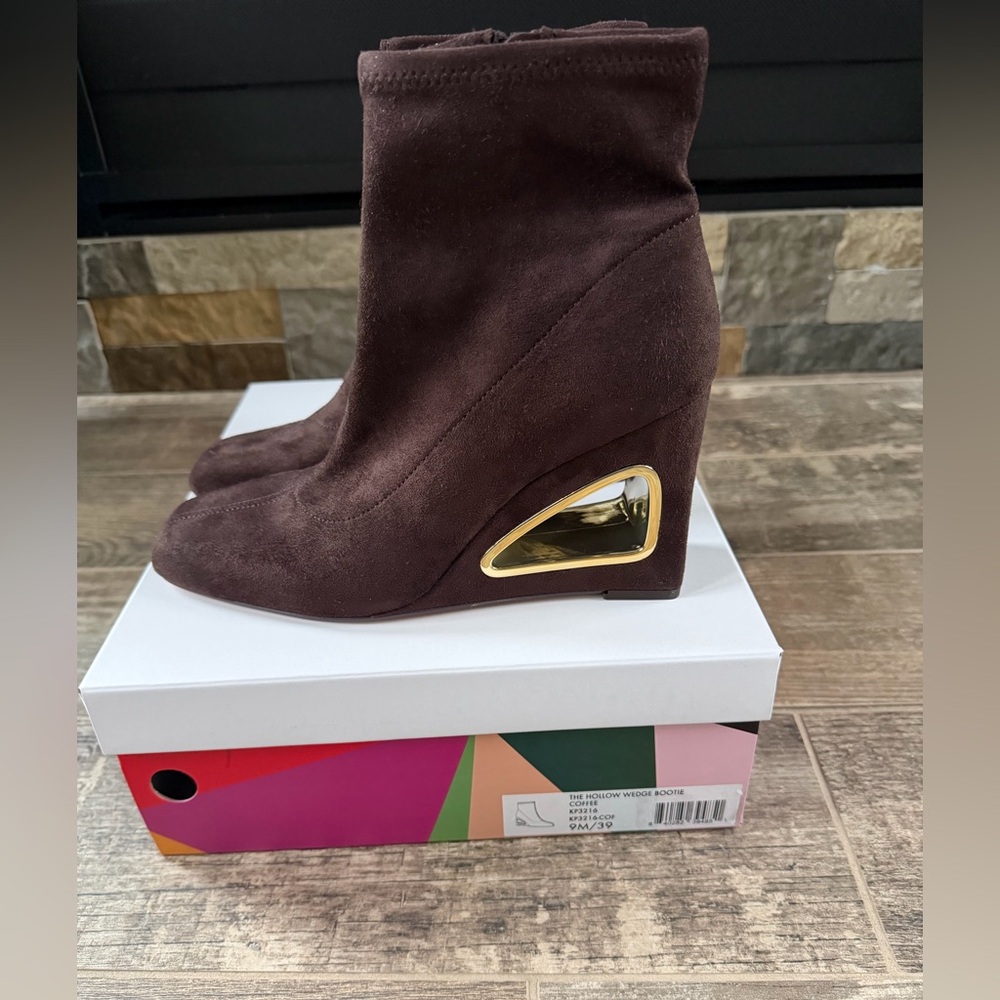 Women’s Katy Perry The Hollow Heel Wedge Bootie in Coffee (Dark Brown) Size 9
